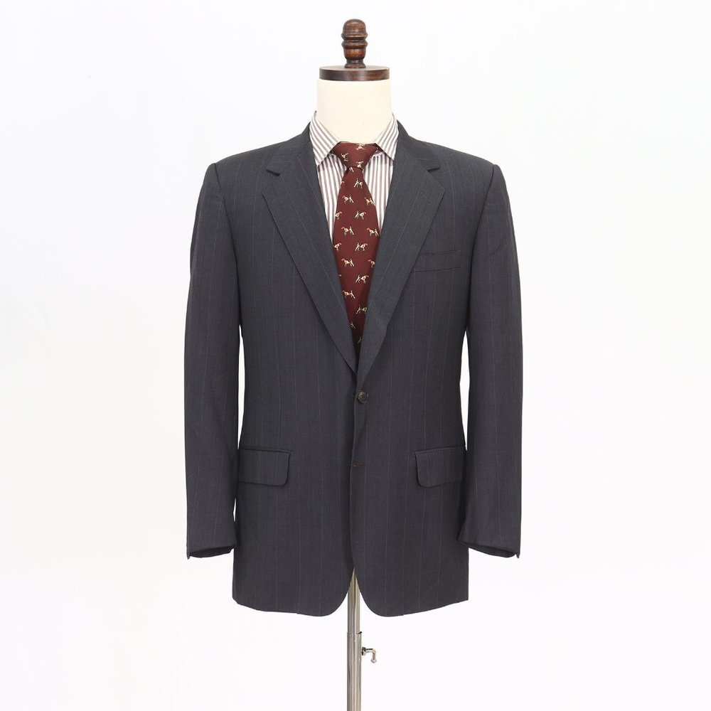 Belvest 40R Gray Stripe Wool Two Button Suit Jacket P452